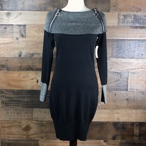 Juniors Marilyn Zip Black Sheath Dress M 7 - 9